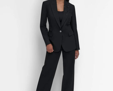 DKNY Women's Embellished Peak-Lapel One-Button Jacket Black Size 16 MSRP $199