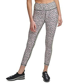DKNY womens Printed Side-Striped Legging, Slate Heather, Size M MSRP $60