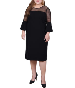 NY Collection Plus Size Illusion Neck Scuba Dress Black Size 1X