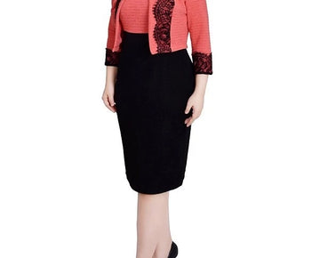 NY Collection Petite Lace-Detail 2 Piece Knit Dress Set Black Size 4P MSRP $62