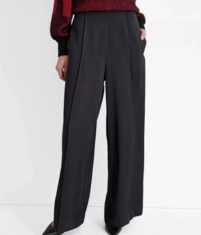 DKNY Women's High-Rise Wide-Leg Pintuck Pants Black Size 14 MSRP $99