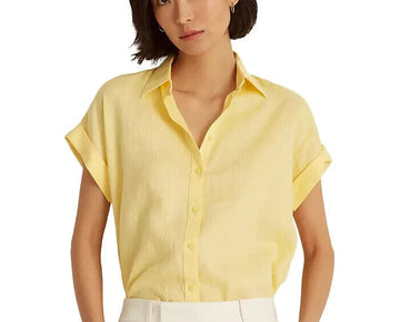 Lauren Ralph Lauren Womens Yellow Collared Button Up Top Size XL MSRP $80