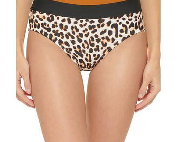 DKNY MULTI Colorblocked High-Waist Bikini Swim Bottom, US Size M Brown