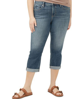 Silver Jeans Co. Plus Size 24Wx23.5 Suki Curvy-Fit Cropped Denim Jeans Blue $74