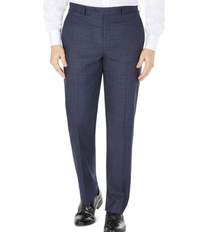 Ralph Lauren Mens Norton Navy Flat Front Stretch Plaid Pants Size 33X32 MSRP $95