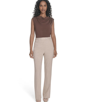 Calvin Klein Women's Pinstriped viscose Modern-Fit Pants Beige Size 10 $109 SALE
