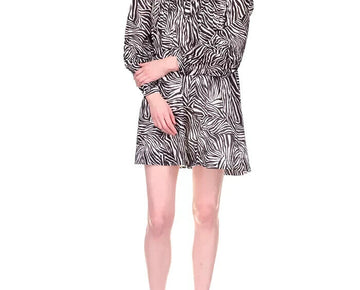 MICHAEL KORS Cotton Printed Mini Dress Black White Size S MSRP $165