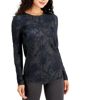 Ideology Shirt Womens Size XS Black Spiral Long Sleeve RapiDry Stretch Athletic