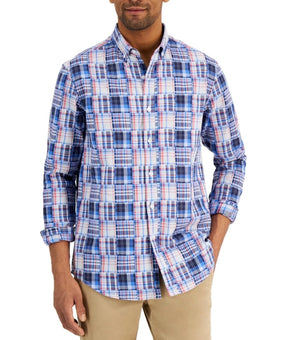 Club Room Shirt Men Size XL Blue Plaid Long Sleeve Button-Down Cotton Casual $55