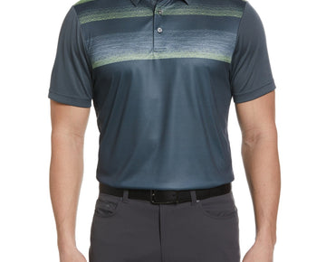 Pga Tour Men Athletic fit Short Sleeve Polo Shirt Large Grey Solid