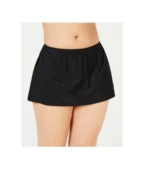Island Escape Swim Skirt Bottom Womens Plus Size 16W Black Swimwear Solid