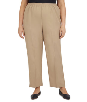 Alfred Dunner Womens Plus-Size 18W Elastic Waist Short Length Pant Beige