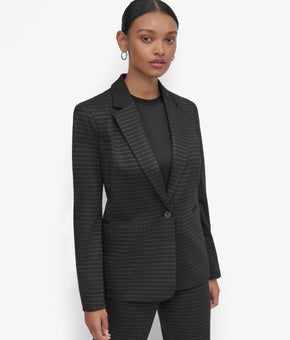 DKNY Petite Ponte One-Button Blazer Black Size 8P MSRP $159