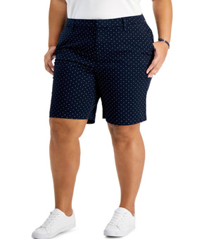 Tommy Hilfiger Womens Hollywood Polka Dot Cotton Flat Front Plus Size 18W