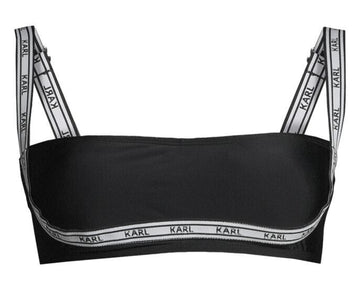 KARL LAGERFELD PARIS Logo Elastic Bandeau Bikini Top Black Size XS MSRP $68