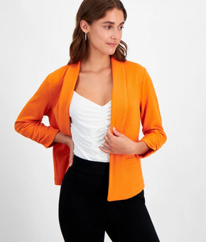 Bar III Women's Petite 3/4-Sleeve Shawl-Collar Blazer Size PP Orange