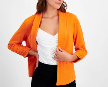 Bar III Women's Petite 3/4-Sleeve Shawl-Collar Blazer Size PP Orange