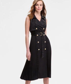 KARL LAGERFELD PARIS Womens belted Satin-Back Crepe Midi Dress Size 4 Black $188