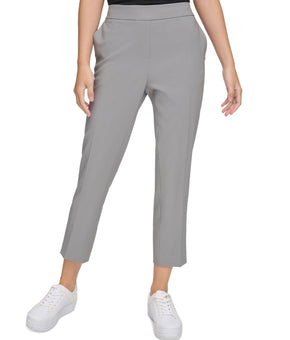 Calvin Klein Women's X-Fit Elastic-Back Pants Gray Size 10 MSRP $99