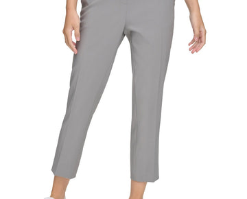 Calvin Klein Women's X-Fit Elastic-Back Pants Gray Size 10 MSRP $99