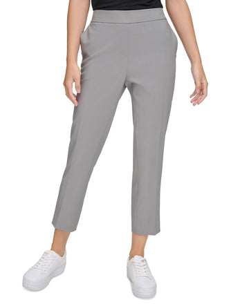 Calvin Klein Women's X-Fit Elastic-Back Pants Gray Size 10 MSRP $99