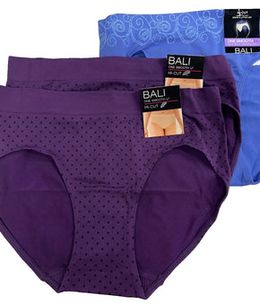 Bali womens 3-Pack Smooth U Hi-Cut Brief Size 2XL/9 Vista Purple Blue Underwear