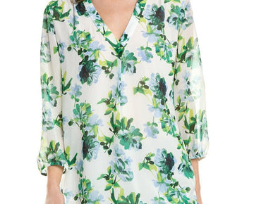 Jones New York womens V-Neck Pleat Front Tunic, Size XL, White MSRP $70