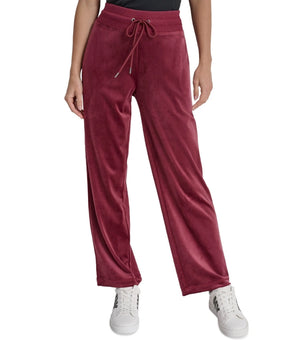 DKNY Jeans Petite Drawstring-Waist Velour Pants Burgundy Brown Size PM MSRP $70
