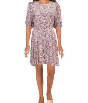 Free People Womens Printed Open Back Mini Dress Size S Red