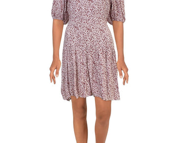 Free People Womens Printed Open Back Mini Dress Size S Red