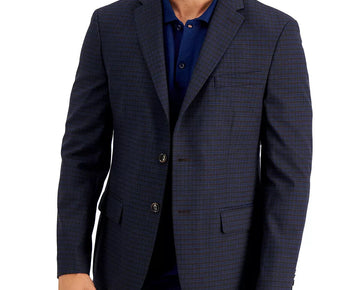 TOMMY HILFIGER Men's Modern-Fit Brown/Blue Plaid Blazer Size 36S MSRP $295