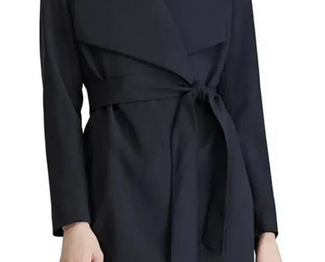 Lauren Ralph Lauren Women's Crepe Belted Wrap Coat Navy Size M MSRP $200