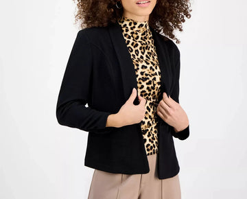 Bar III Women's 3/4-Sleeve Shawl-Collar Blazer Petite Size PL Black