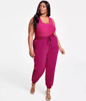 Nina Parker Trendy Plus Size 2X Wide-Leg Joggers Pink MSRP $89