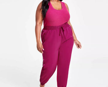 Nina Parker Trendy Plus Size 3X Wide-Leg Joggers Pink MSRP $89