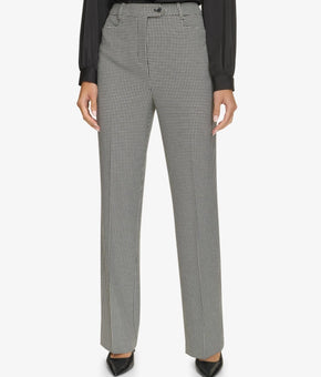 Calvin Klein Women's Straight-Leg Houndstooth Pants Black Size 10 MSRP $109