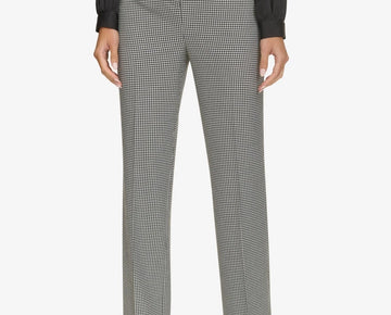 Calvin Klein Women's Straight-Leg Houndstooth Pants Black Size 10 MSRP $109