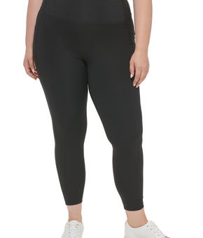 Calvin Klein Womens Compression Fit Athletic Leggings Black Plus Size 3X Black