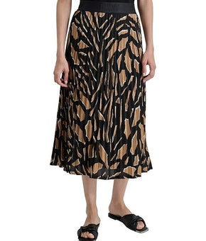 DKNY Women's Pull-On Printed Midi Skirt Black Size S MSRP $99
