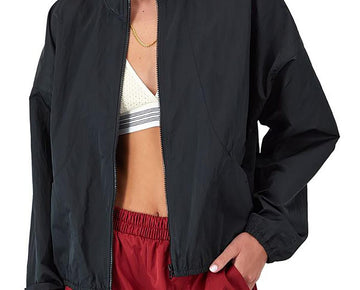 Champion Womens Workout Training Zip-Up Jacket Size L Black