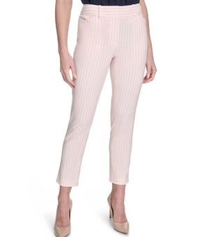 Tommy Hilfiger Women's Pinstripe Mid Rise Slim-Leg Pants Pink Size 14 $109 SALE