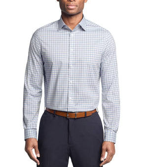 Michael Kors Comfort Stretch Check Dress Shirt Blue Size 18x34/35 MSRP $90