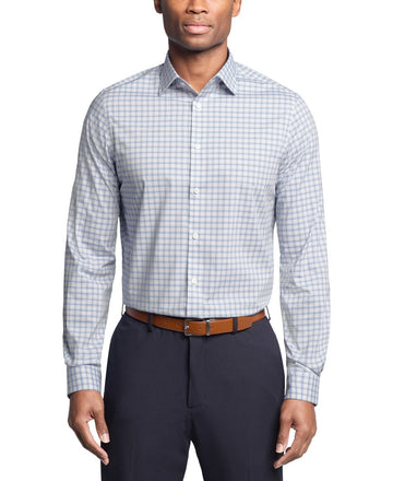 Michael Kors Comfort Stretch Check Dress Shirt Blue Size 18x34/35 MSRP $90