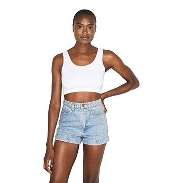 American Apparel Women's Denim High Cuff Short, Light Wash, Size 25 Waist: 25