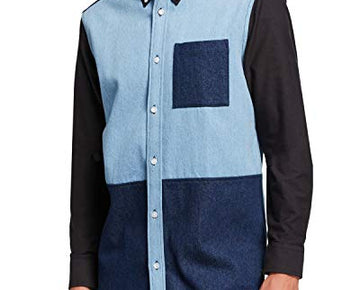 WeSC Multi Indigo Olavi Blocked Sport Shirt, Blue X-Large