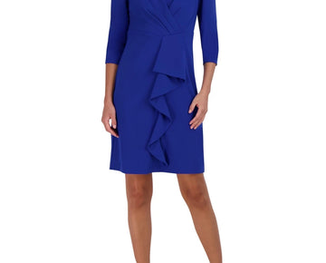 julia jordan Women's Pleated Ruffled-Front Sheath Dress Blue Size 12 MSRP $119