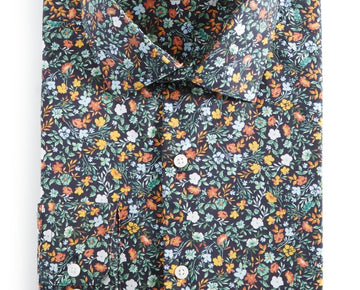 Bar Iii Men Slim fit Dress Shirt Shirt Small 14-14.5 Long Sleeve Blue Floral