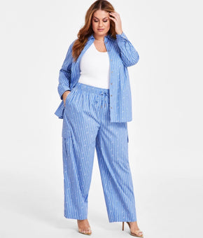 Nina Parker Plus Size Affirmation Boxer Cargo Pants Blue SIze 4X MSRP $69