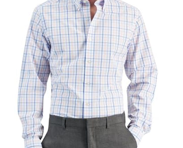 Club Room Men's Slim Fit 4-Way Stretch Dress Shirt Size S Pink White Blue
