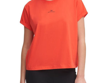 DKNY SPORT Cotton Logo T-Shirt Womens Size XS Orange Red MSRP $30